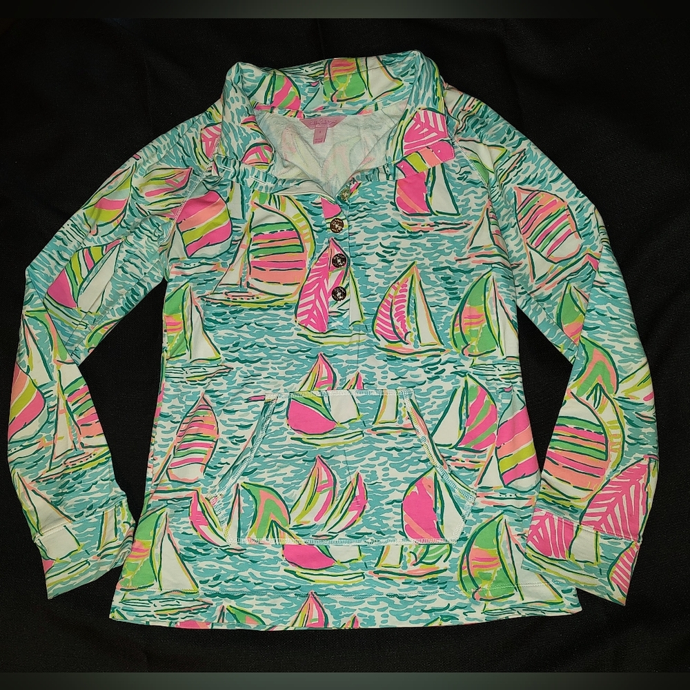 Lilly Putlizer Popover pullover you gotta regatta sailboat print S